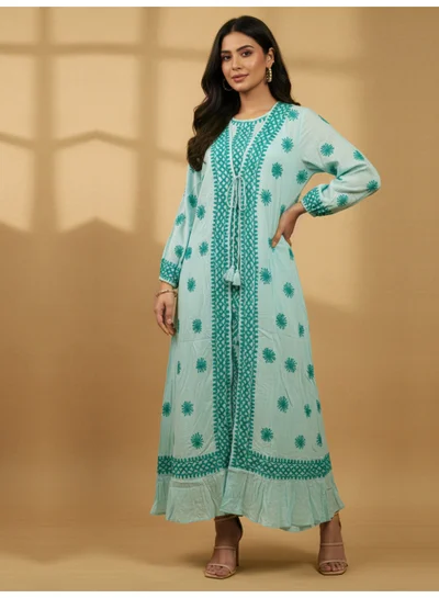 Alaya Hand Embroidered Chikankari Modal Kaftan-AL3605